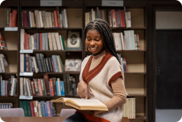 Student in library